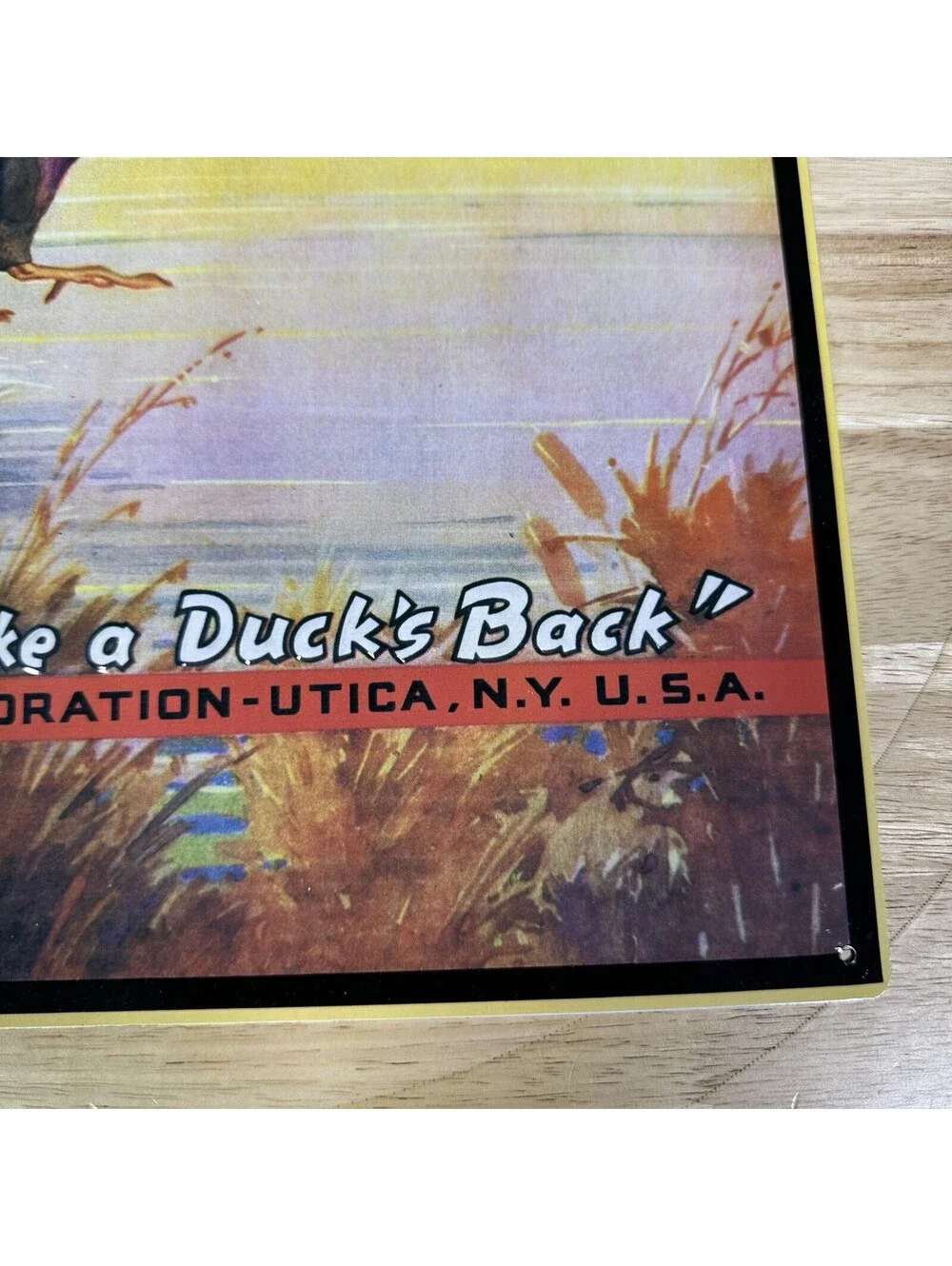 Vintage Duxbak Hunter Clothing Sign Metal Tin 17” x 13.75” Duck Hunting Decor